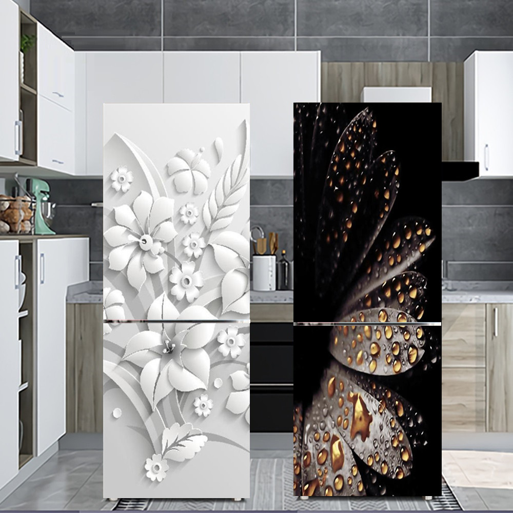 Interior Design Kitchen - Белая Цветочная декоративная наклейка на холодильник,