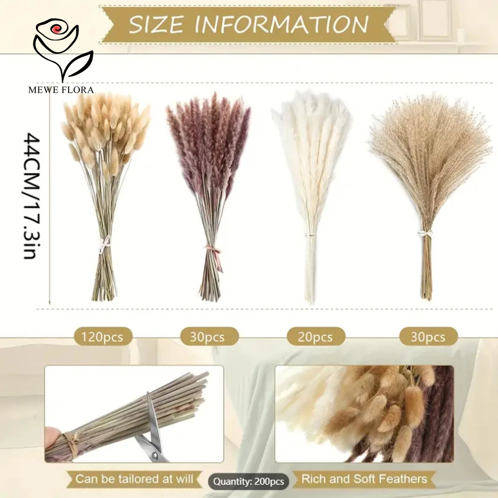 200 шт. сушеные хвосты пампаса – обзор и цена Dried Pampas Bundle